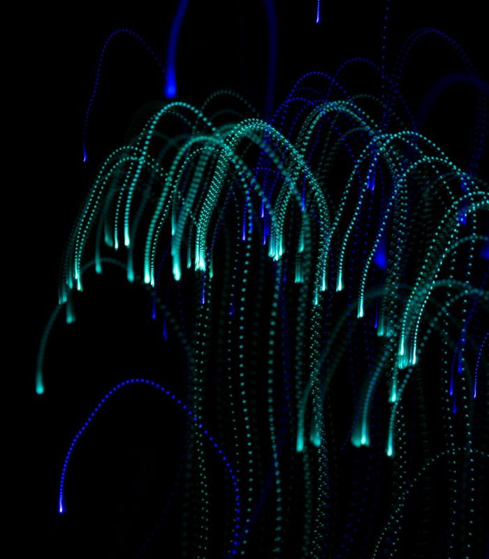 Abstract blue and green digital art representing male energy